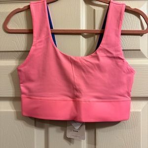 Fabletics reversible midi sports bra, pink and blue color reversible size small